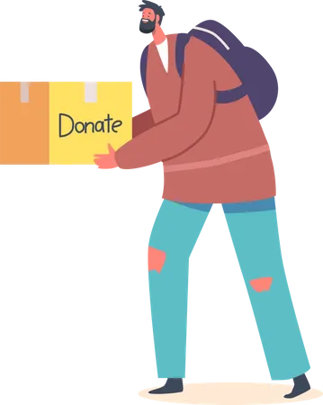 Man with Donation Box Illustration
