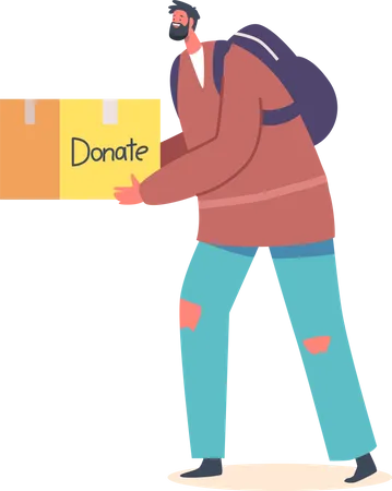 Man with Donation Box  Illustration