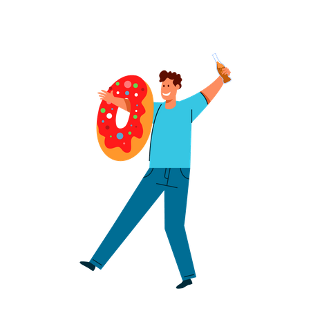 Man with donut  Illustration