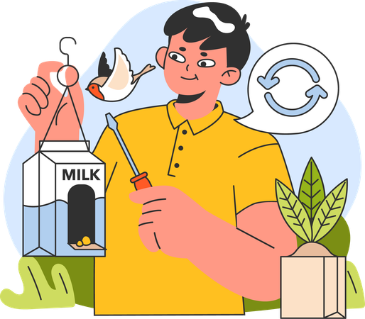 Man with eco-friendly life-style  Illustration