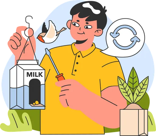 Man with eco-friendly life-style  Illustration