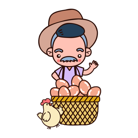 Man with egg basket Illustration