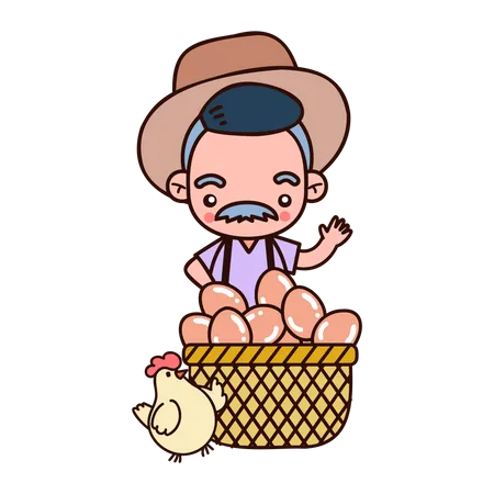 Man with egg basket  Illustration