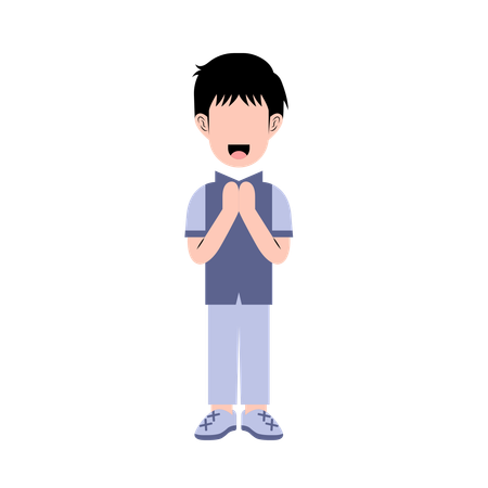 Man With Eid Greeting Gesture  Illustration