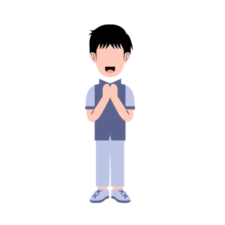 Man With Eid Greeting Gesture  Illustration