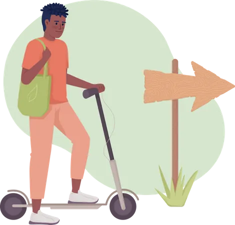 Man with electric scooter Illustration