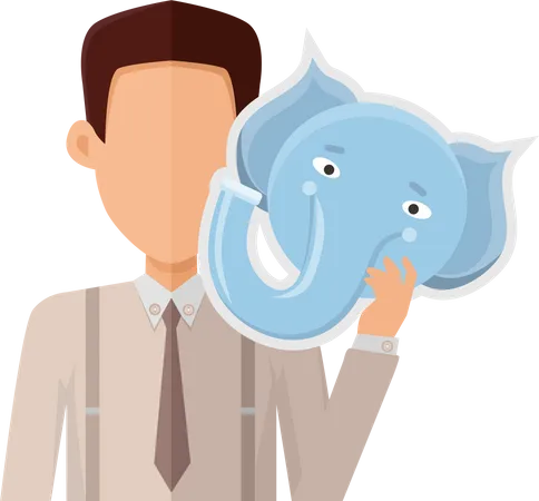 Man with Elephant Mask  Illustration