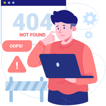 Man with Error 404 Not Found  Illustration