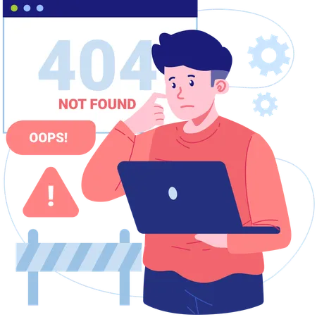 Man with Error 404 Not Found  Illustration