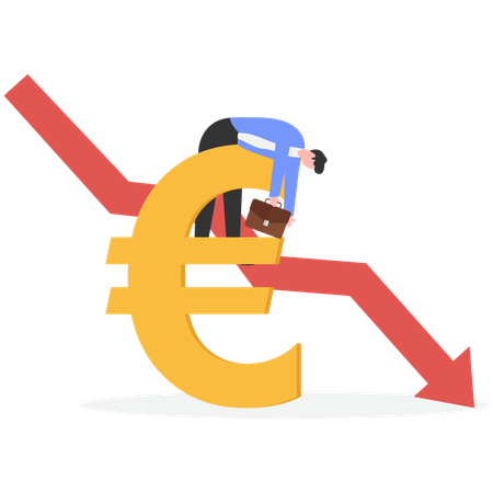 Man with Euro Financial crisis  Illustration