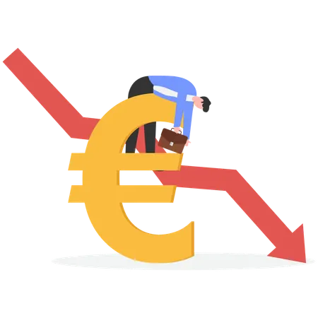 Man with Euro Financial crisis  Illustration