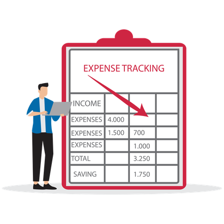 Man with Expense Tracking Application  Illustration