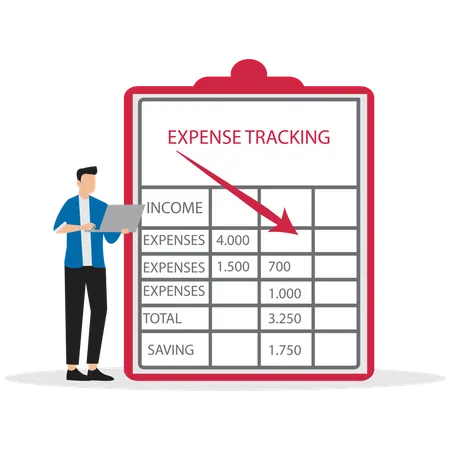 Man with Expense Tracking Application  Illustration