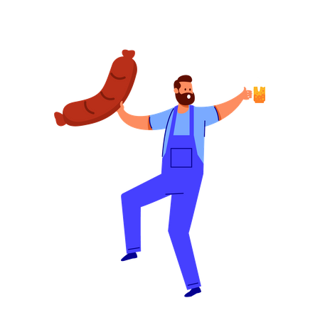 Man with favorite food  Illustration