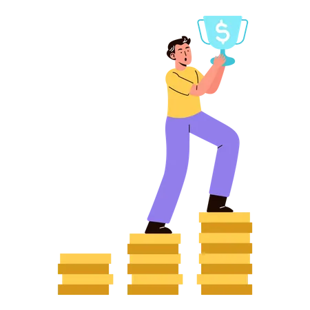 Man with financial goal Illustration