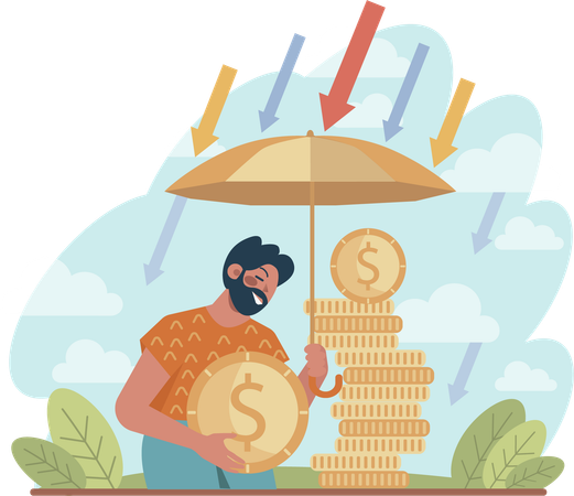 Man With financial insurance  Illustration