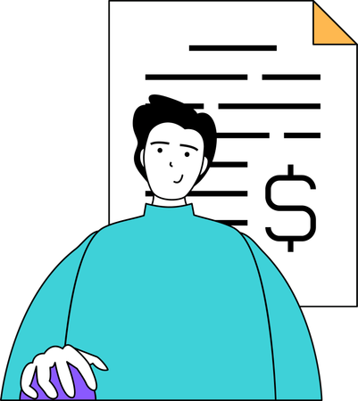 Man with financial report  Illustration