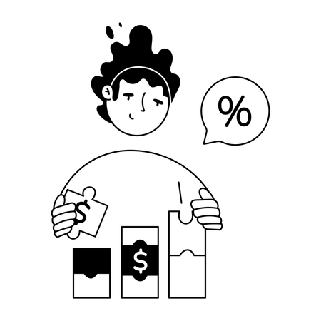 Man with Financial Solutions  Illustration