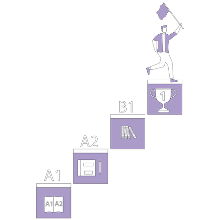 Man with flag on top  Illustration