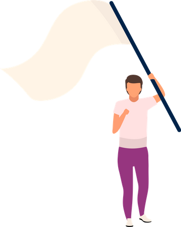 Man with flying flag Illustration