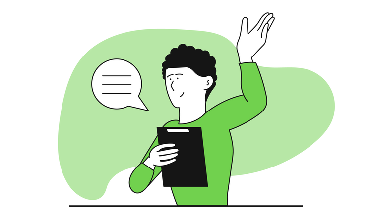 Man with folder speaks  Illustration