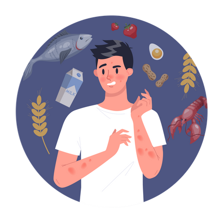 Man with food allergy  Illustration