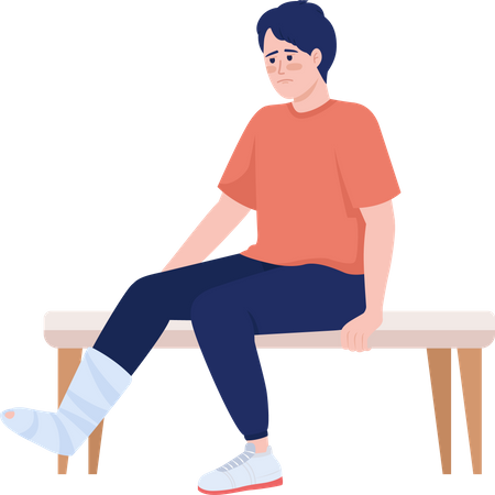 Man with fractured leg Illustration