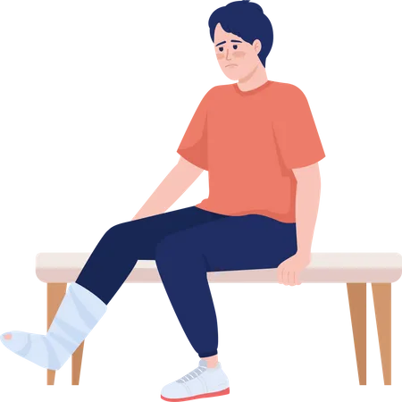 Man with fractured leg Illustration
