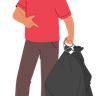 man with garbage bag illustration svg