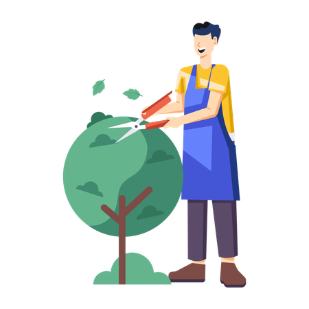 Man with Garden Trimming  Illustration