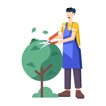 Man with Garden Trimming  Illustration