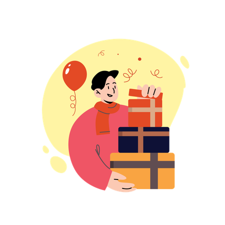 Man with Gift  Illustration