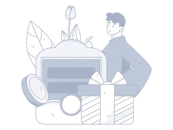 Man with gift and cash  Illustration