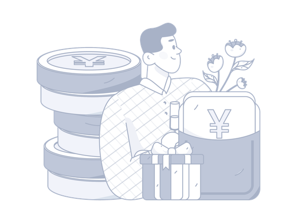 Man with gift and money  Illustration