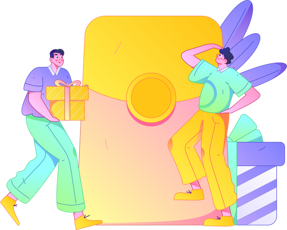 Man with gift box  Illustration