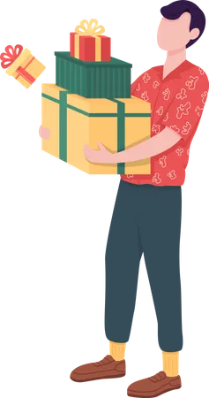 Man with gift boxes Illustration