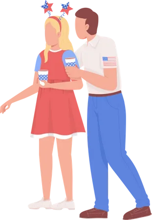 Man with girlfriend at Independence day Illustration