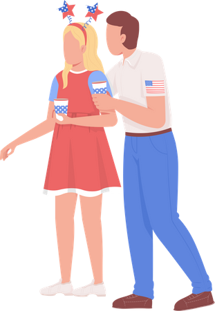 Man with girlfriend at Independence day  Illustration