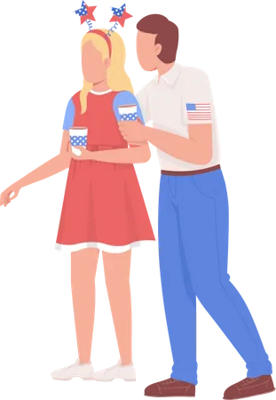 Man with girlfriend at Independence day  Illustration