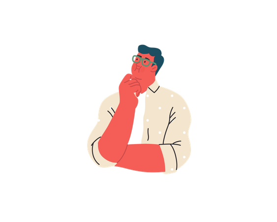 Man with glasses thinking  Illustration