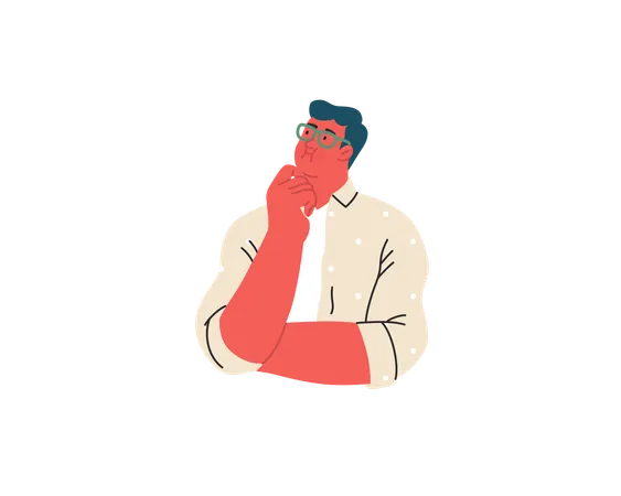 Man with glasses thinking  Illustration