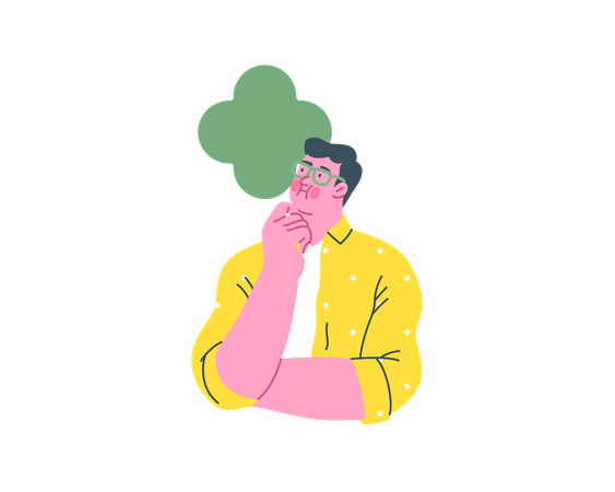 Man with glasses thinking  Illustration