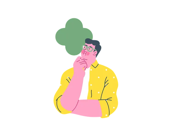 Man with glasses thinking  Illustration