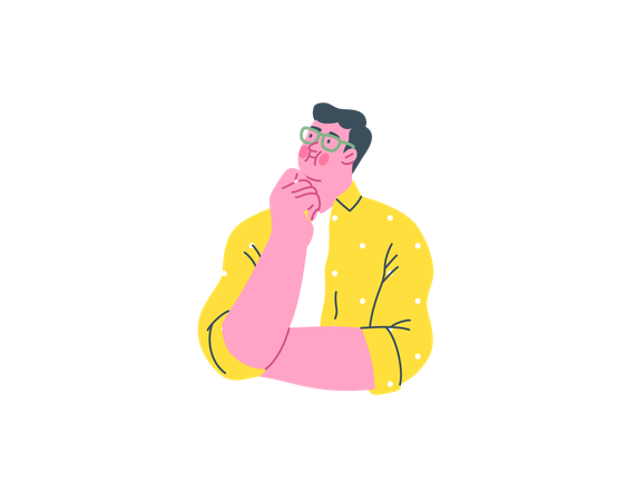 Man with glasses thinking  Illustration