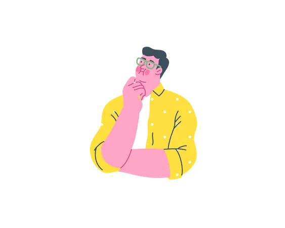 Man with glasses thinking  Illustration