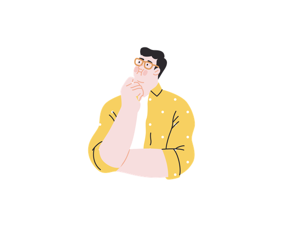 Man with glasses thinking  Illustration