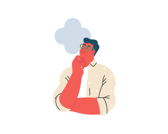 Man with glasses thinking  Illustration