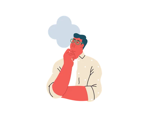 Man with glasses thinking  Illustration