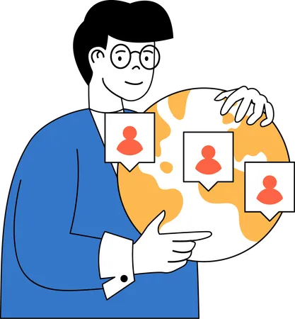 Man with global business  Illustration