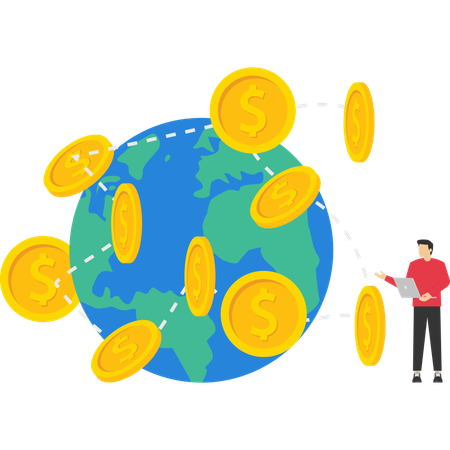 Man with global money exchange  Illustration